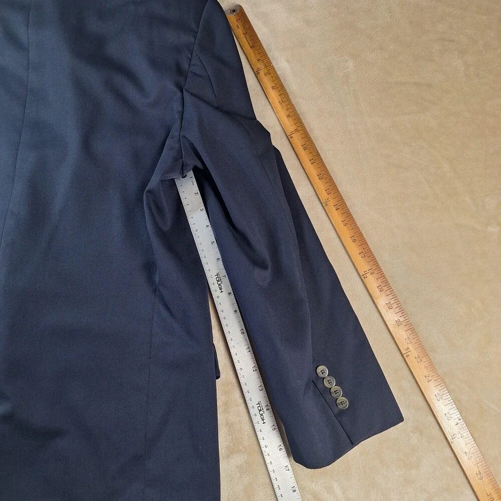 Jones New York Blazer Mens 48L Blue Wool 2 Button Ventless Notch Lapel Jacket